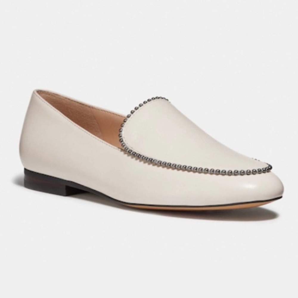 Coach Harper Bead Leather Loafer in Chalk 9B Like New